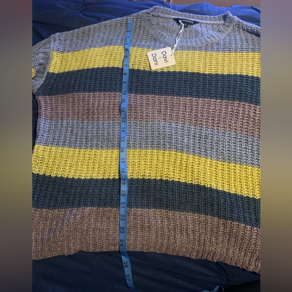 NWT 2X plus size oversized super comfy striped colorful sweater 3/4 slv - Picture 4 of 6